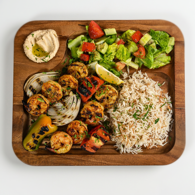 Shrimp Kabob Platter.